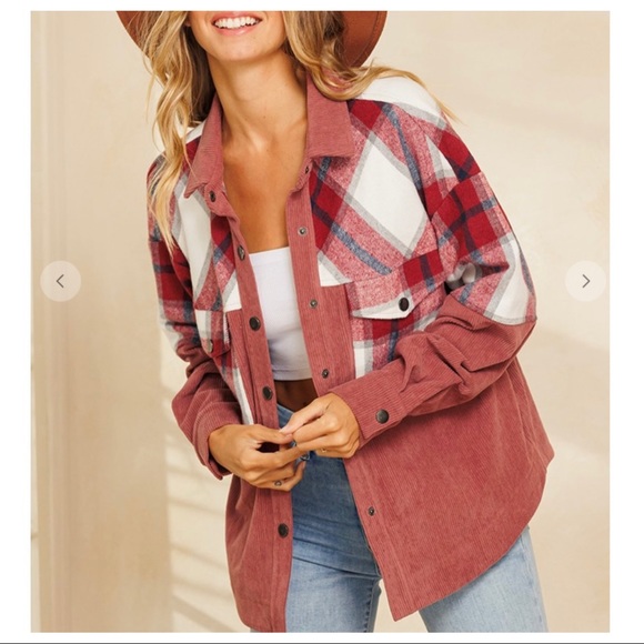 #11 Boho Fabulous Trendy Plaid Pattern Corduroy Shirt Jacket - Picture 3 of 6